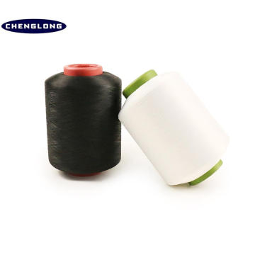 100% gesponnener Polyester-Garnhersteller in weißem und schwarzem Spandex des Porzellans bedeckte Polyestergarn